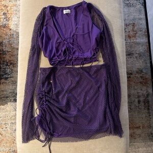 Oh Polly Purple Mesh Skirt Set
